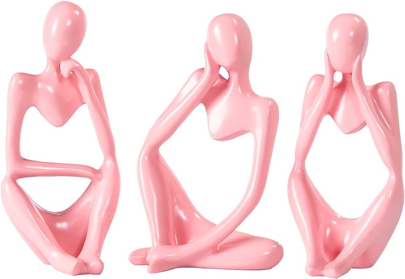 BMLCGJ Thinker Statue Gold Decor Abstract Art Sculpture, Golden Resin Collectible Figurines for Home Living Room Office Shelf Decoration,Great Gifts Ideas (Pink) - Image 1